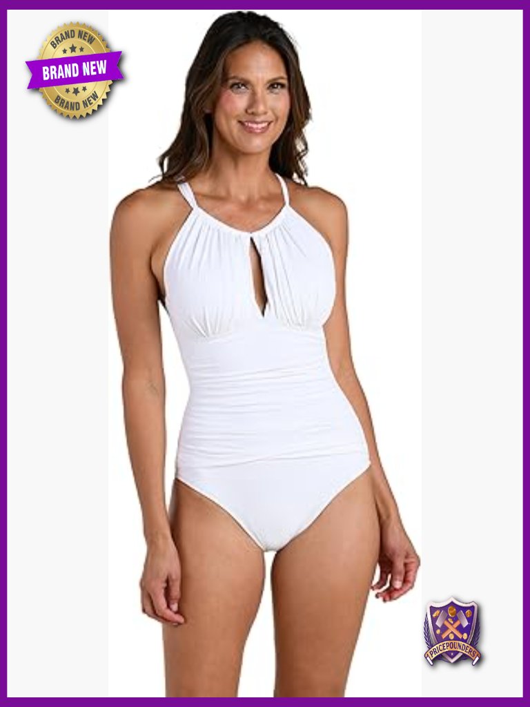 Women's One Piece Swimsuit High Neck Keyhole Tummy Control Upf 50